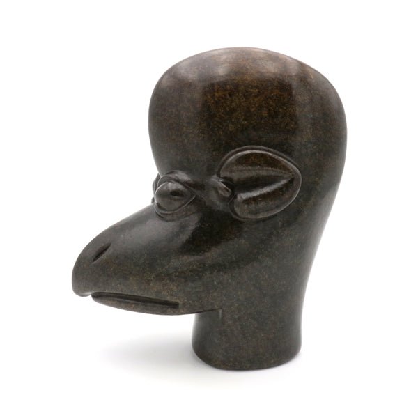 Bernard Matemera - Crow Man Head - Shona-Art Shop - Kunst Skulptur aus Stein, dekorativ für den Aussenbereich und Interior