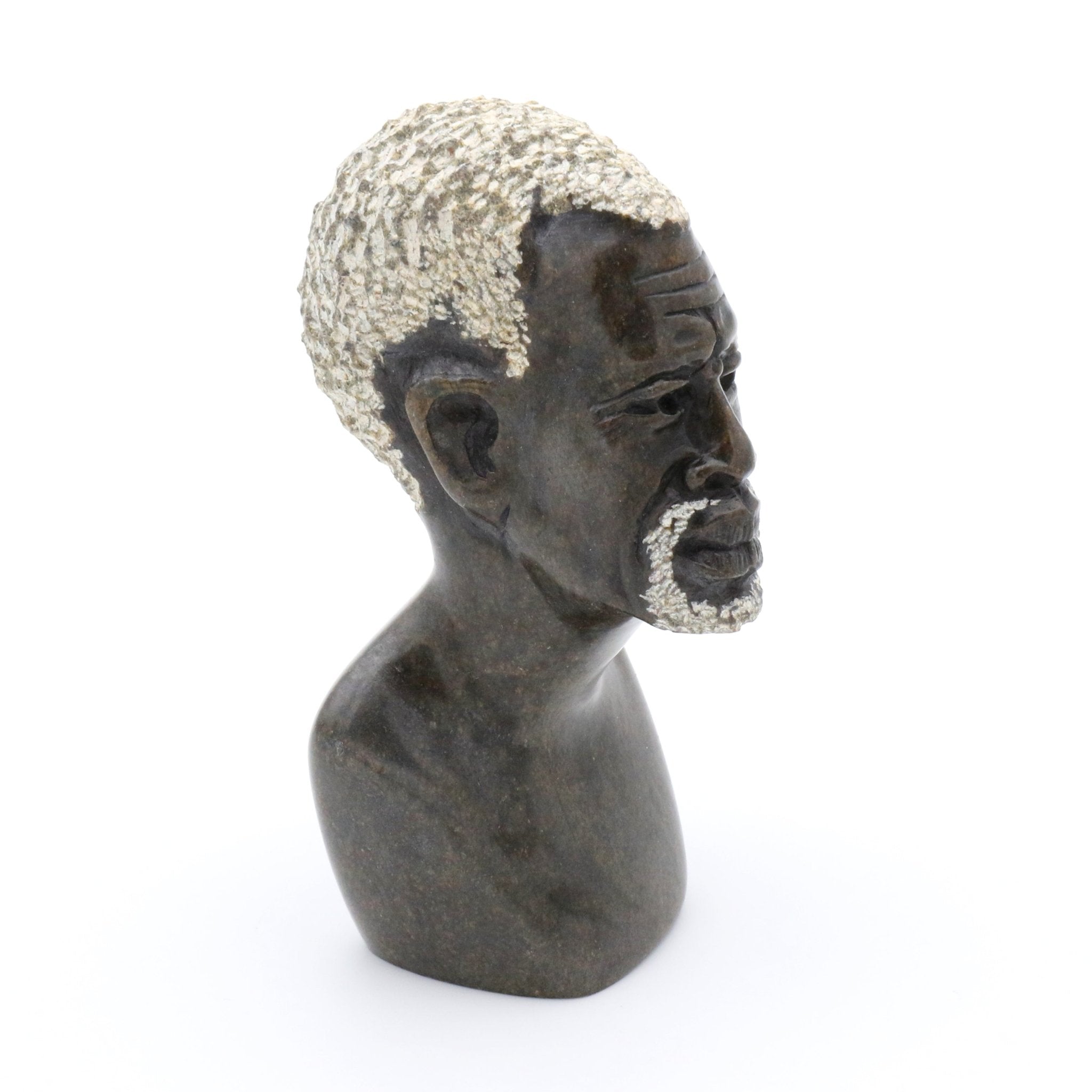 Obert Fidze - Portrait eines afrikanischen Mannes - Shona-Art Shop - Kunst Skulptur aus Stein, dekorativ für den Aussenbereich und Interior