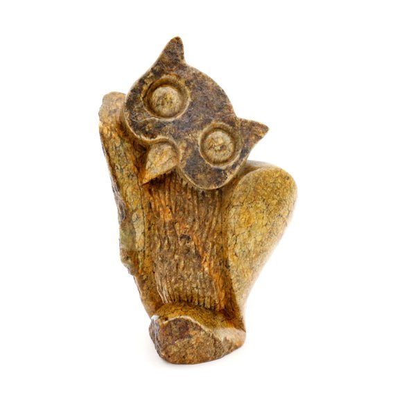 Peter Makuvise - Owl - Shona-Art Shop - Kunst Skulptur aus Stein, dekorativ für den Aussenbereich und Interior