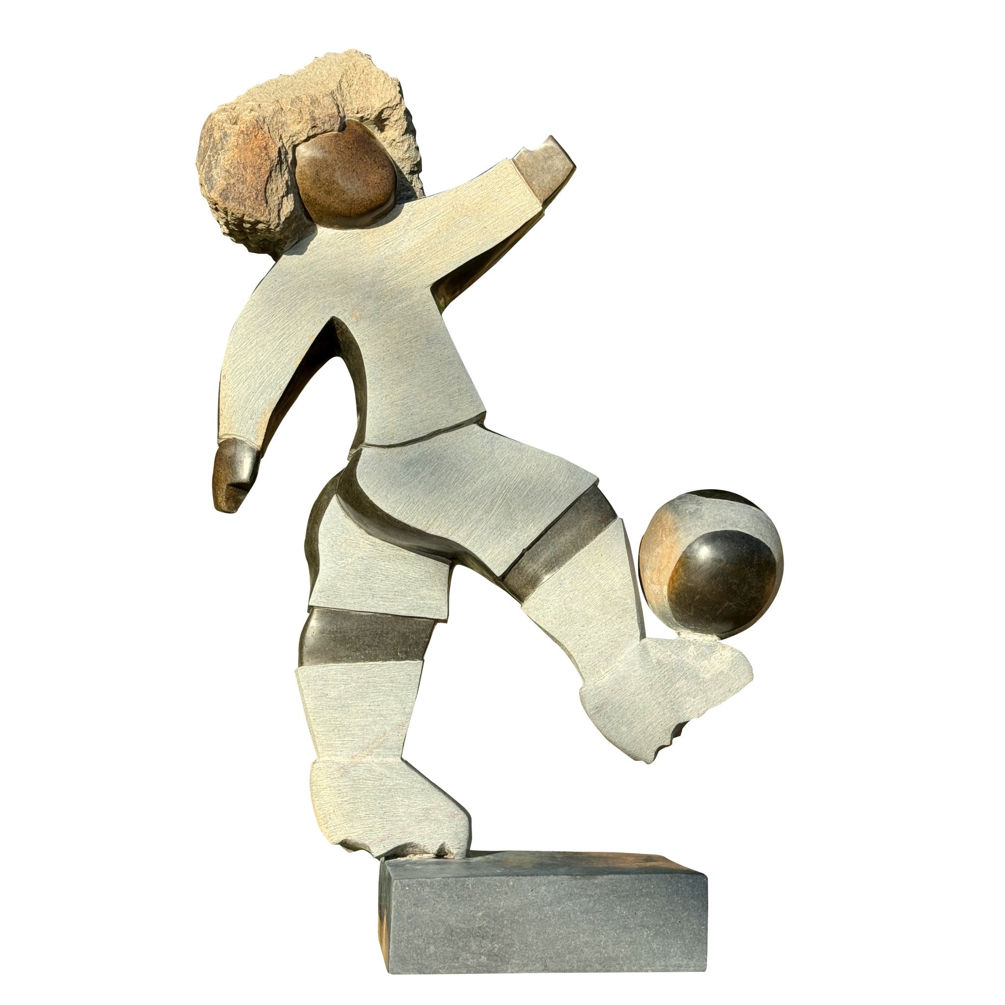 Dominic Benhura - Footballer 1 - Shona-Art Shop - Kunst Skulptur aus Stein, dekorativ für den Aussenbereich und Interior