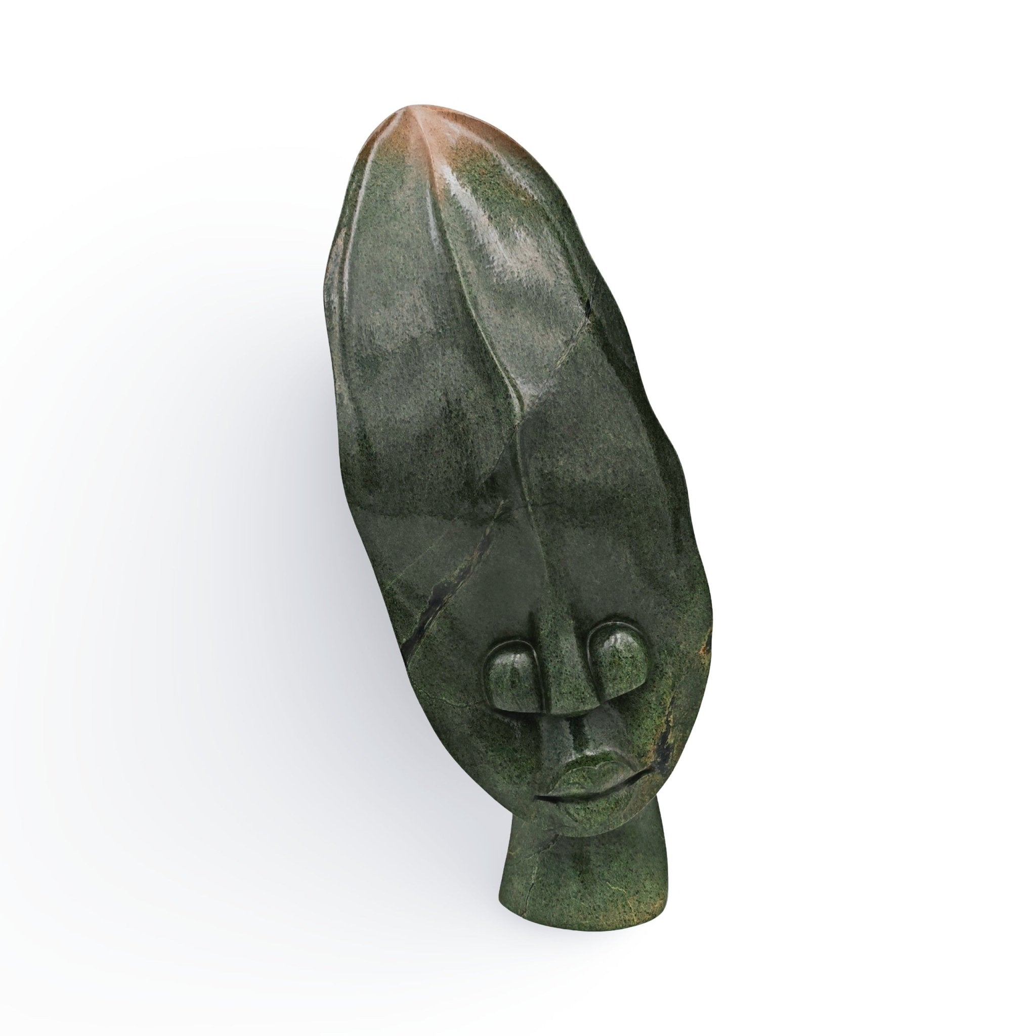 Edson Seda - Leaf Head - Shona - Art Shop - Kunst Skulptur aus Stein, dekorativ für den Aussenbereich und Interior