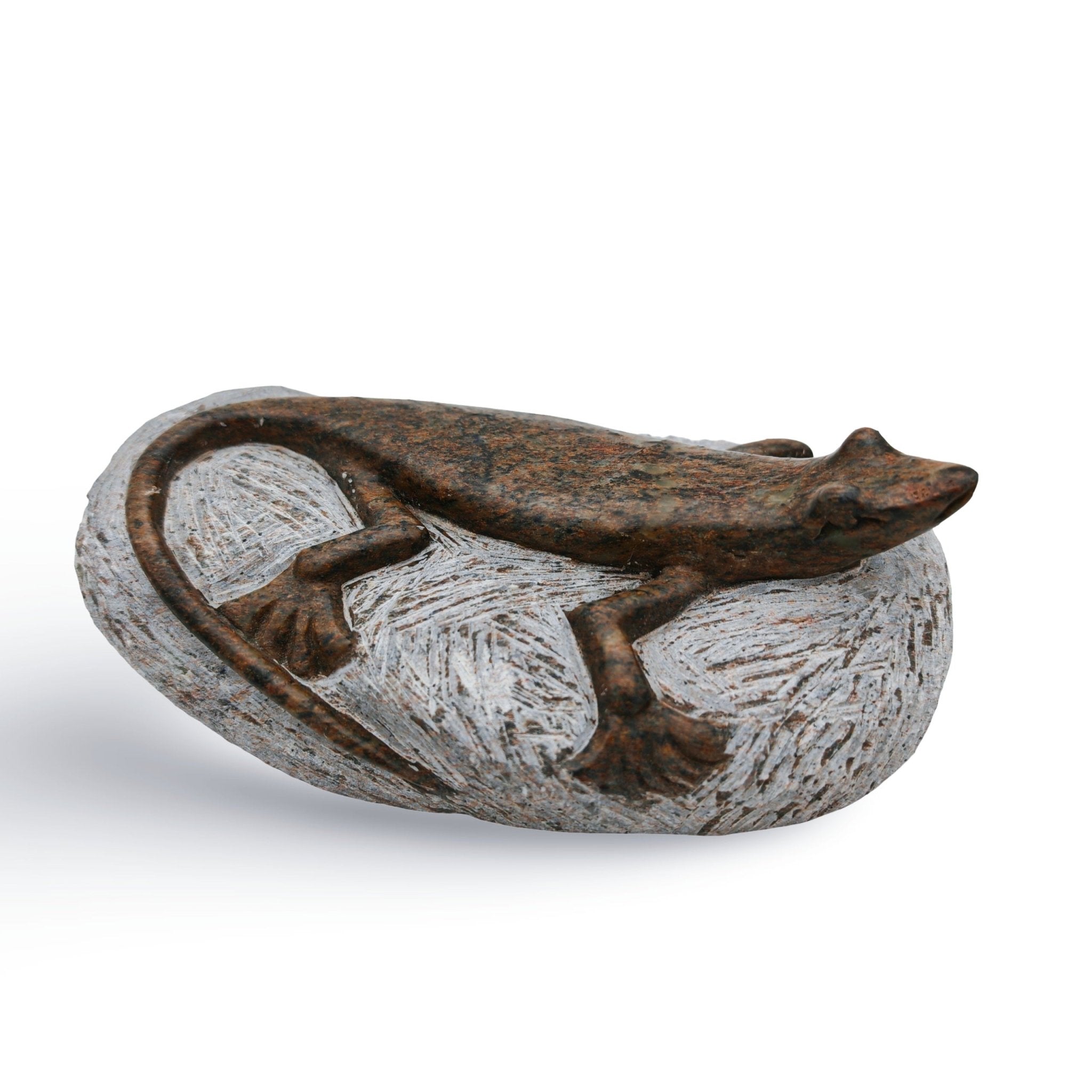 Ngoni Gatsi - Lizard - Shona - Art Shop - Kunst Skulptur aus Stein, dekorativ für den Aussenbereich und Interior