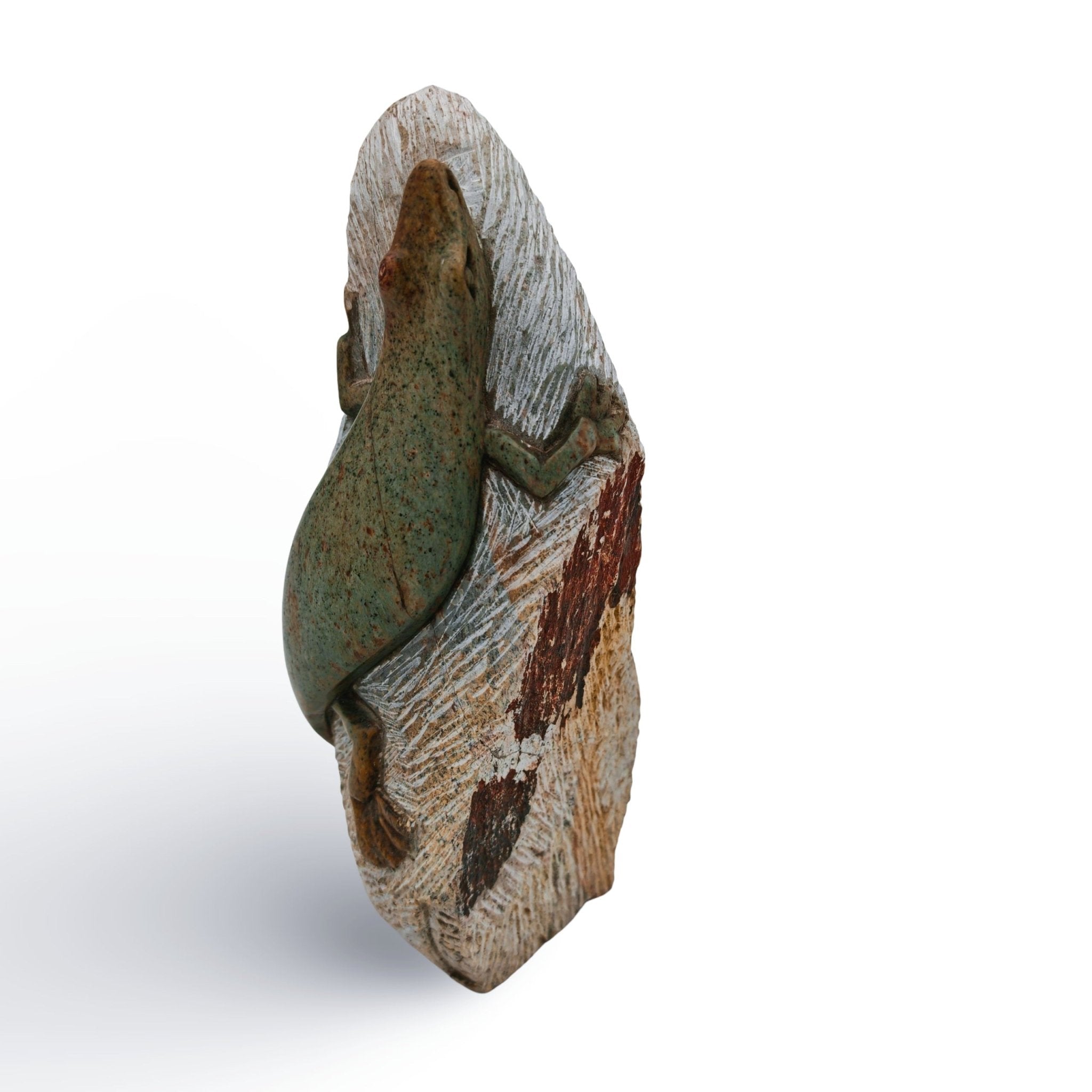 Ngoni Gatsi - Lizard - Shona - Art Shop - Kunst Skulptur aus Stein, dekorativ für den Aussenbereich und Interior