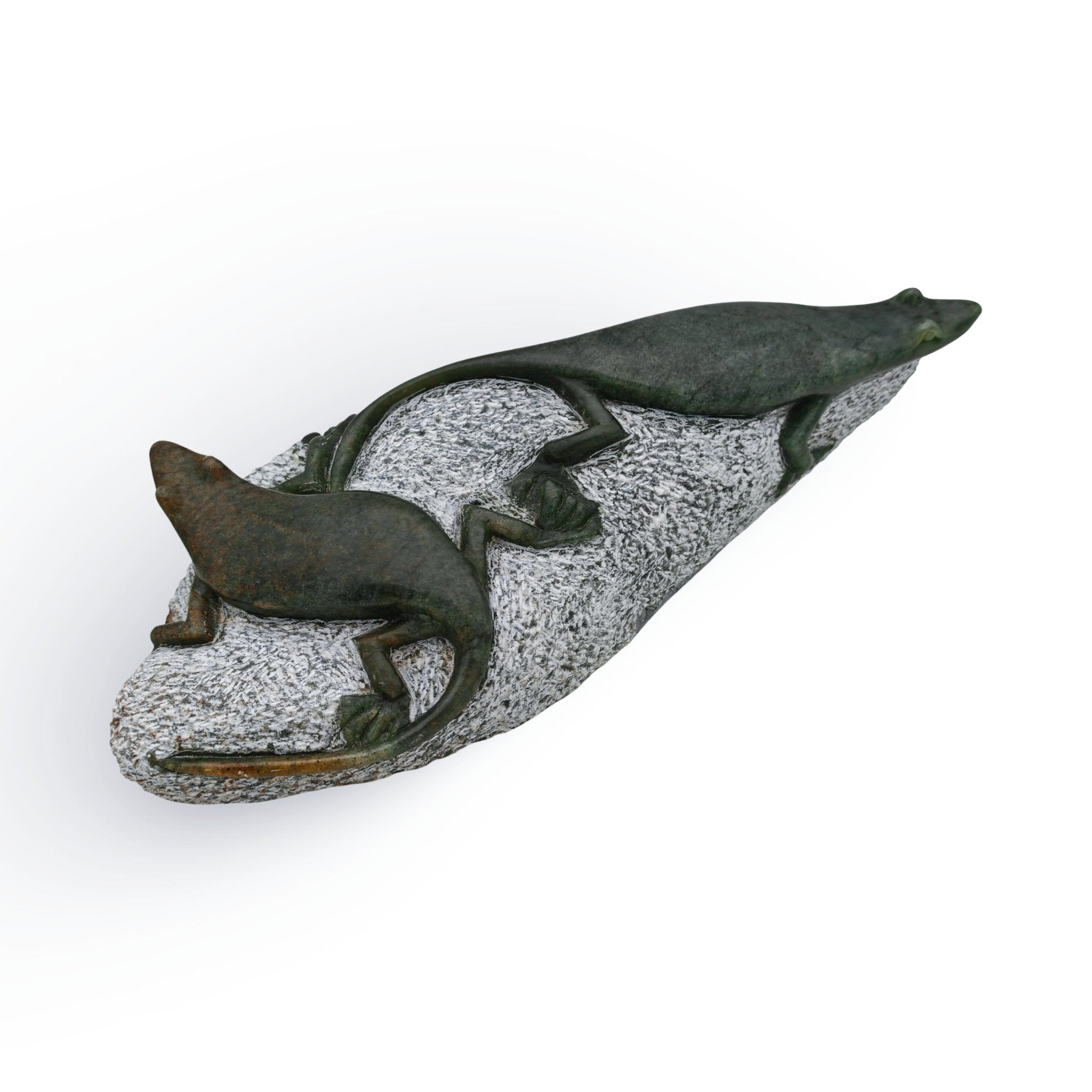 Ngoni Gatsi - Lizards - Shona - Art Shop - Kunst Skulptur aus Stein, dekorativ für den Aussenbereich und Interior