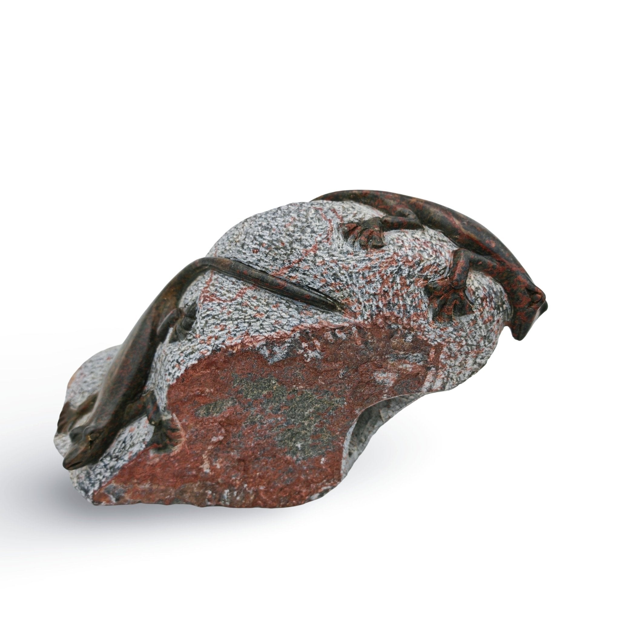 Ngoni Gatsi - Lizards - Shona - Art Shop - Kunst Skulptur aus Stein, dekorativ für den Aussenbereich und Interior