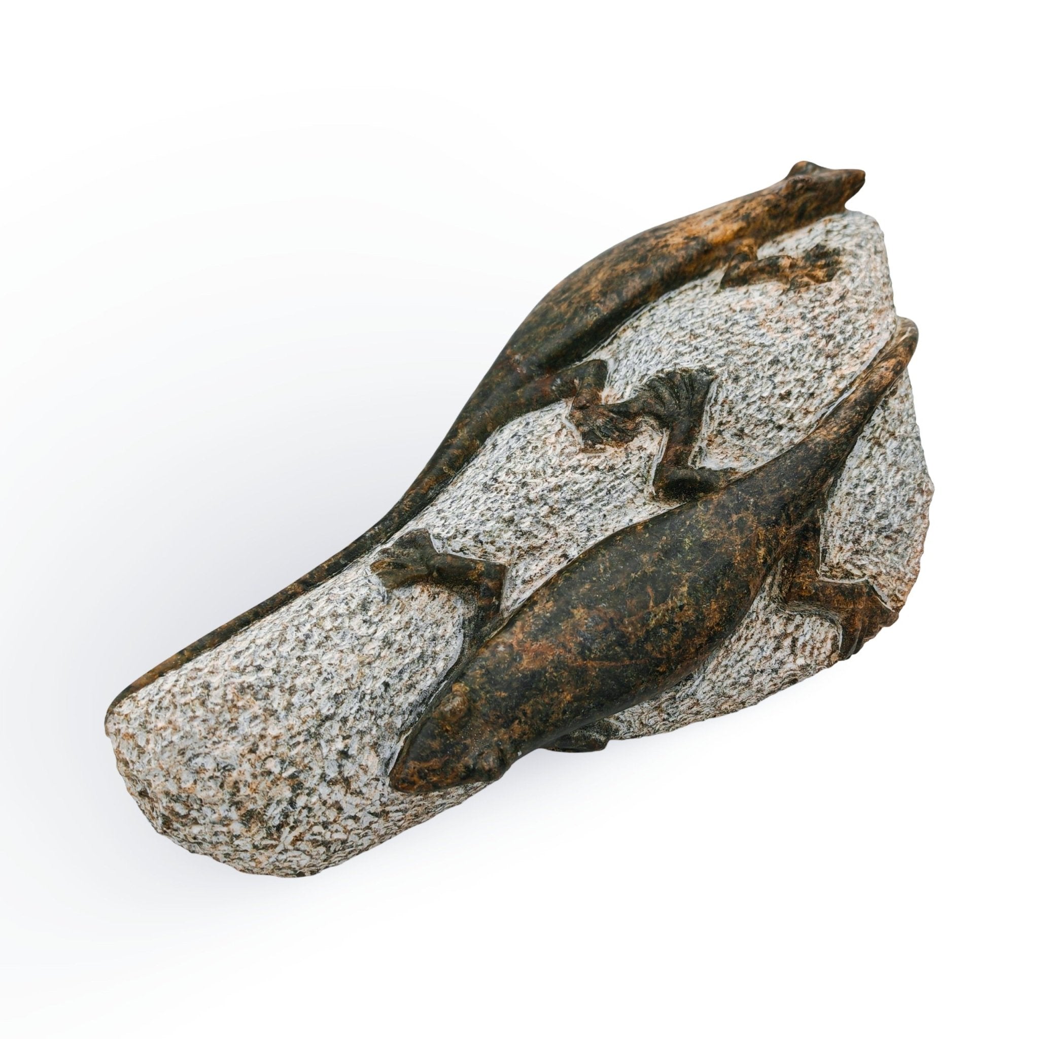 Ngoni Gatsi - Lizards - Shona - Art Shop - Kunst Skulptur aus Stein, dekorativ für den Aussenbereich und Interior