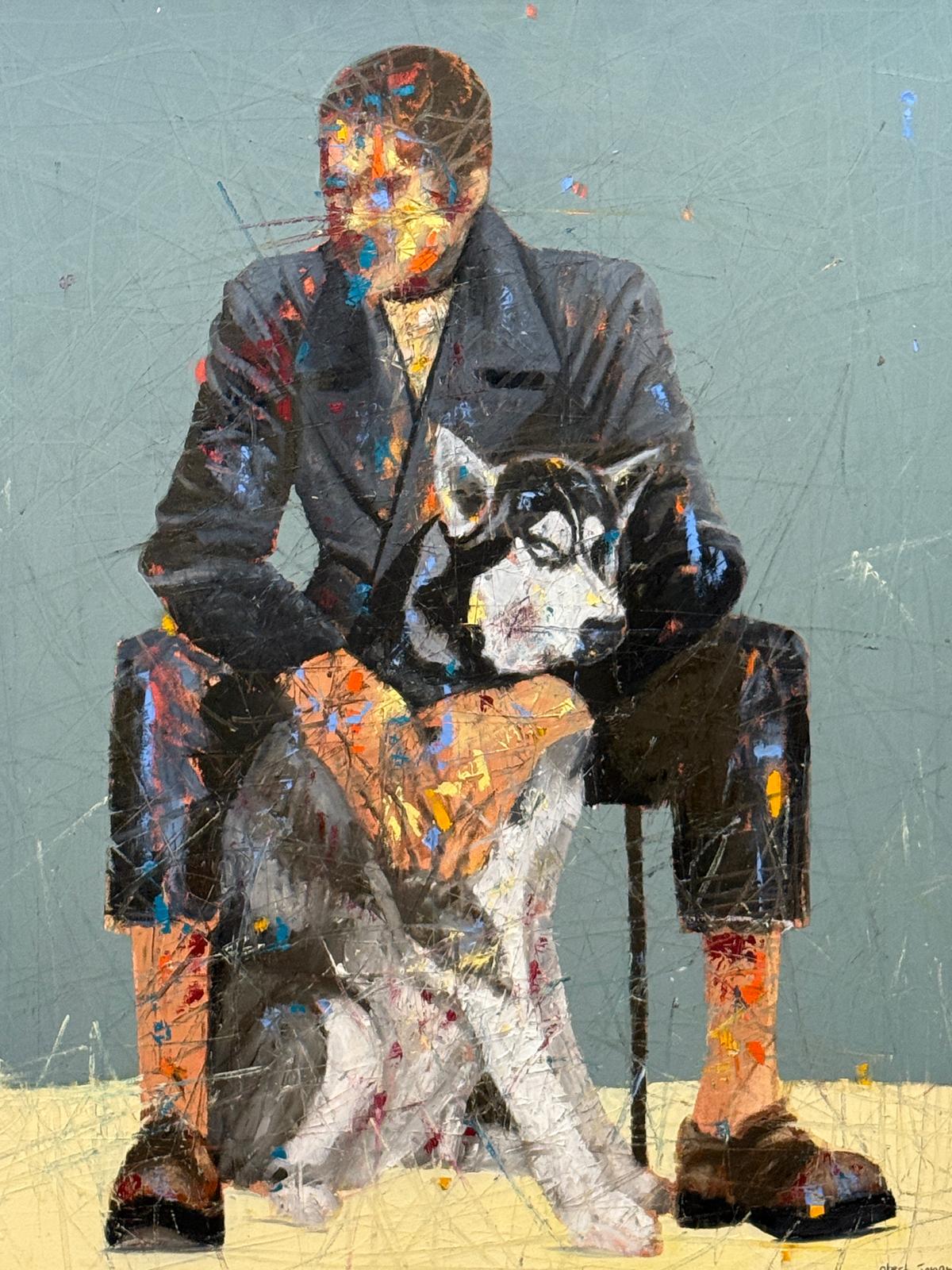 Obert Jongwe - Man with a Dog - Shona - Art Shop - Kunst Skulptur aus Stein, dekorativ für den Aussenbereich und Interior