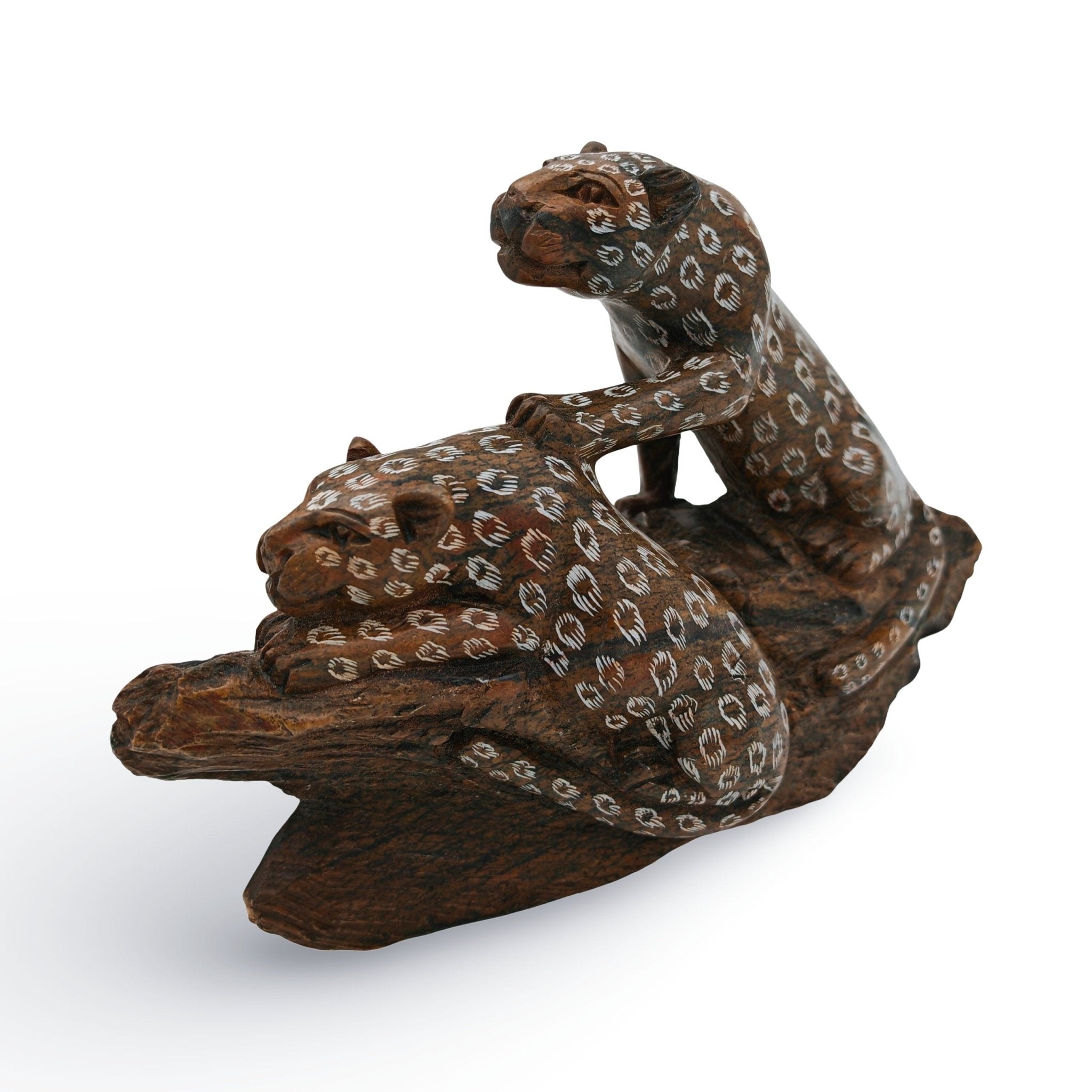 Wedy Zvarinoita - Leopards - Shona - Art Shop - Kunst Skulptur aus Stein, dekorativ für den Aussenbereich und Interior