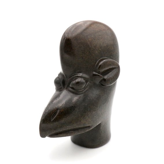 Bernard Matemera - Crow Man Head - Shona-Art Shop - Kunst Skulptur aus Stein, dekorativ für den Aussenbereich und Interior