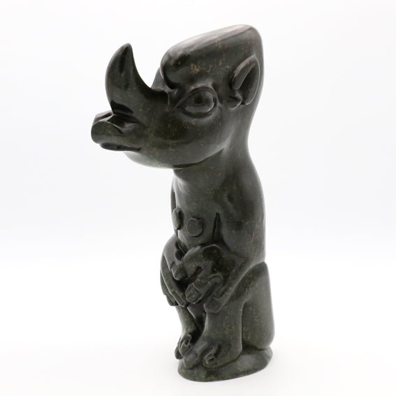 Bernard Matemera - Rhino Man - Shona-Art Shop - Kunst Skulptur aus Stein, dekorativ für den Aussenbereich und Interior