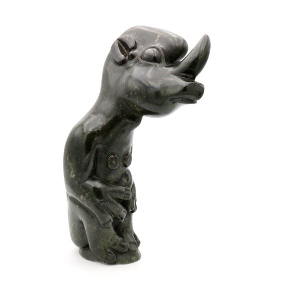 Bernard Matemera - Rhino Man - Shona-Art Shop - Kunst Skulptur aus Stein, dekorativ für den Aussenbereich und Interior