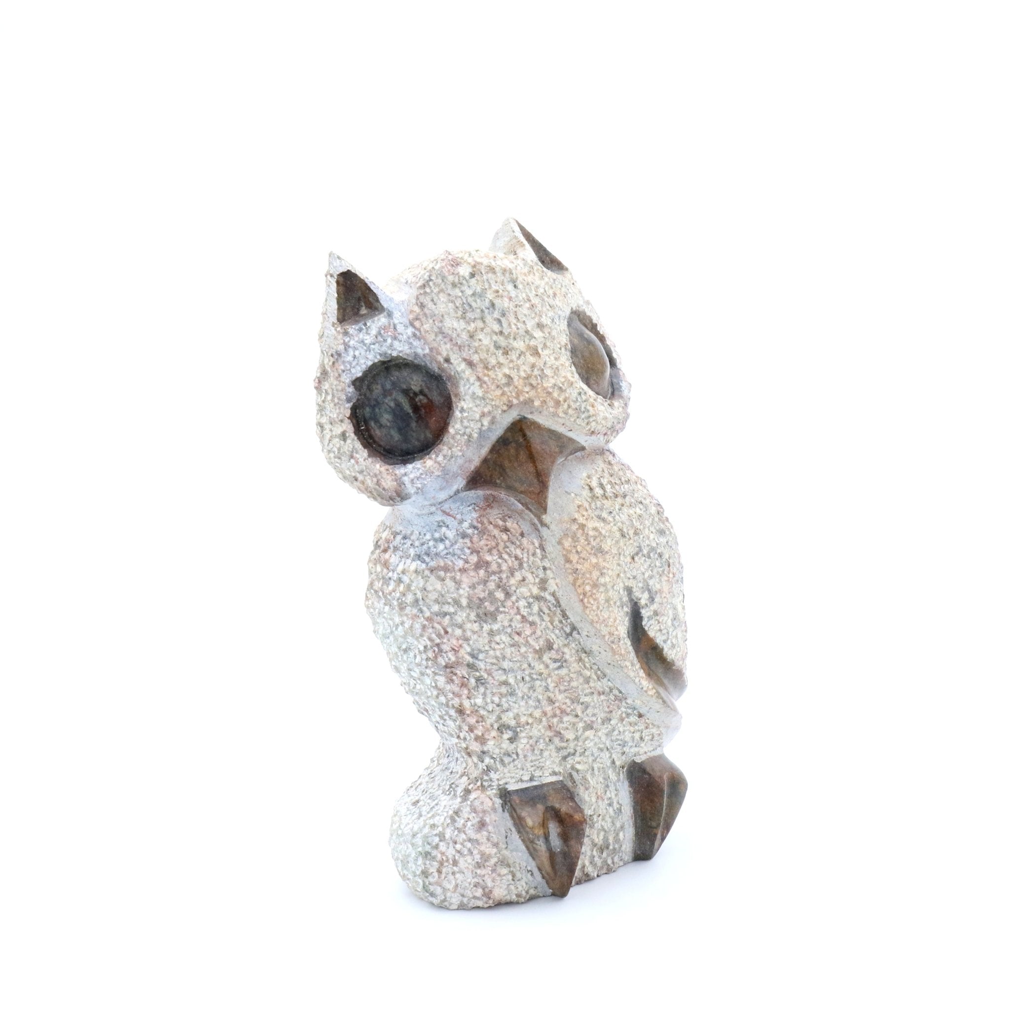 Charles Tom - Eule - Shona-Art Shop - Kunst Skulptur aus Stein, dekorativ für den Aussenbereich und Interior