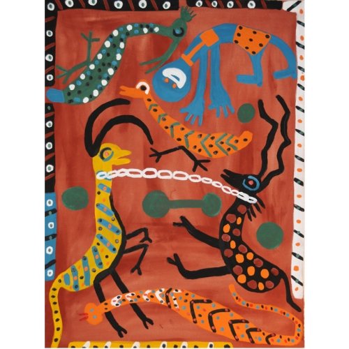Gosta Barankinya - Chasing The Antilopes - Shona-Art Shop - Malerei aus Tengenenge, Zimbabwe