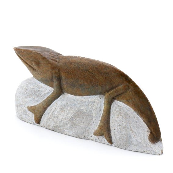Ngoni Gatsi - Chameleon - Shona-Art Shop - Kunst Skulptur aus Stein, dekorativ für den Aussenbereich und Interior