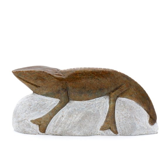 Ngoni Gatsi - Chameleon - Shona-Art Shop - Kunst Skulptur aus Stein, dekorativ für den Aussenbereich und Interior