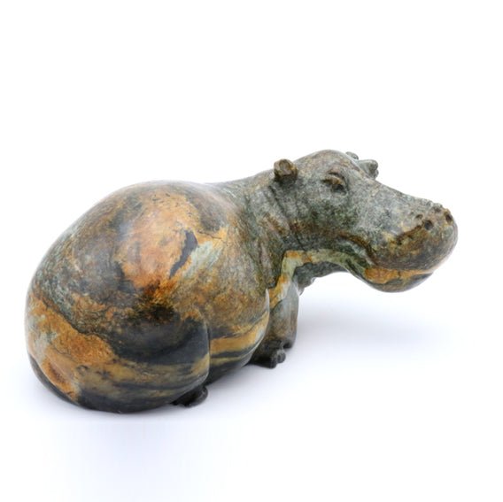 Nyasha Mabika - Nilpferd - Shona-Art Shop - Kunst Skulptur aus Stein, dekorativ für den Aussenbereich und Interior