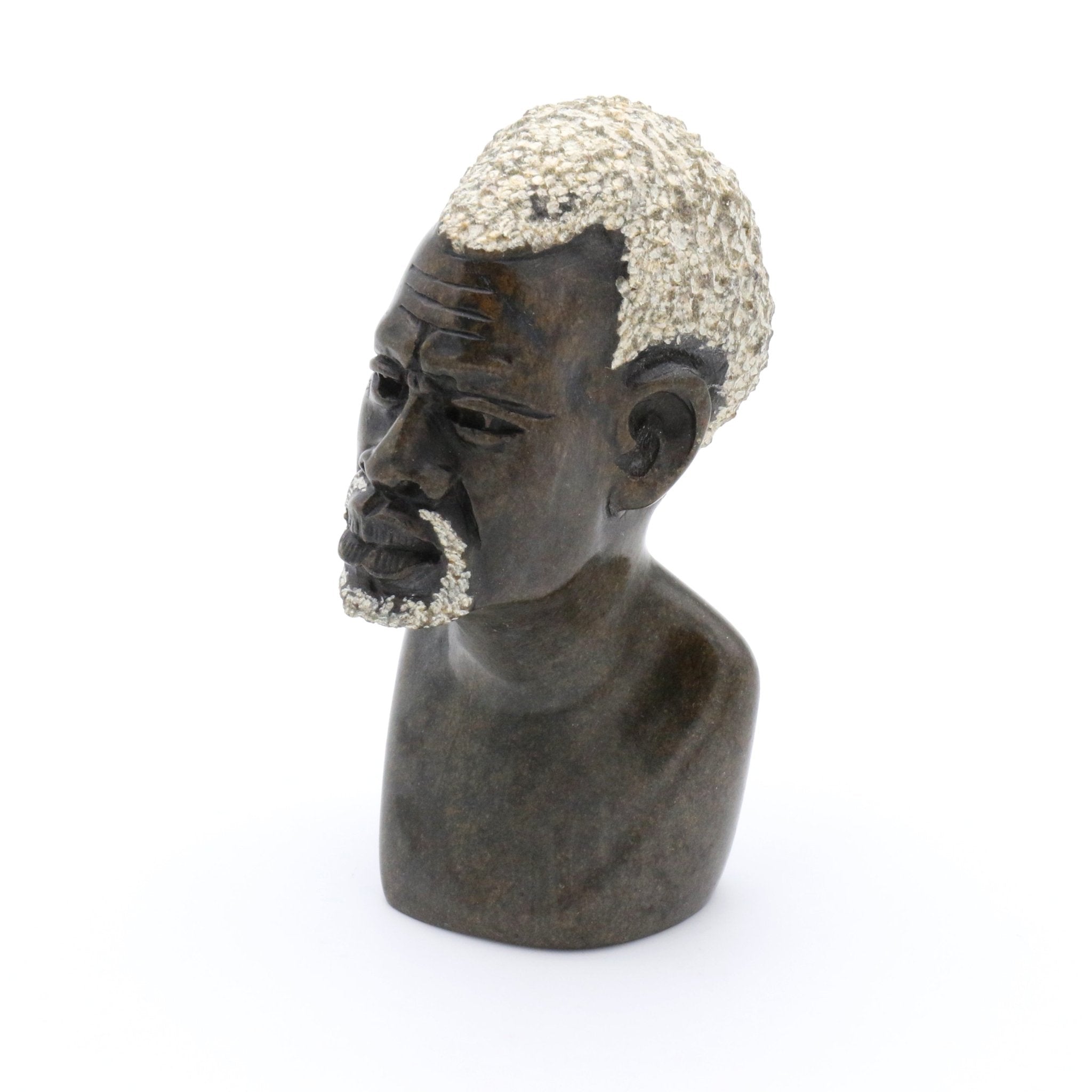 Obert Fidze - Portrait eines afrikanischen Mannes - Shona-Art Shop - Kunst Skulptur aus Stein, dekorativ für den Aussenbereich und Interior