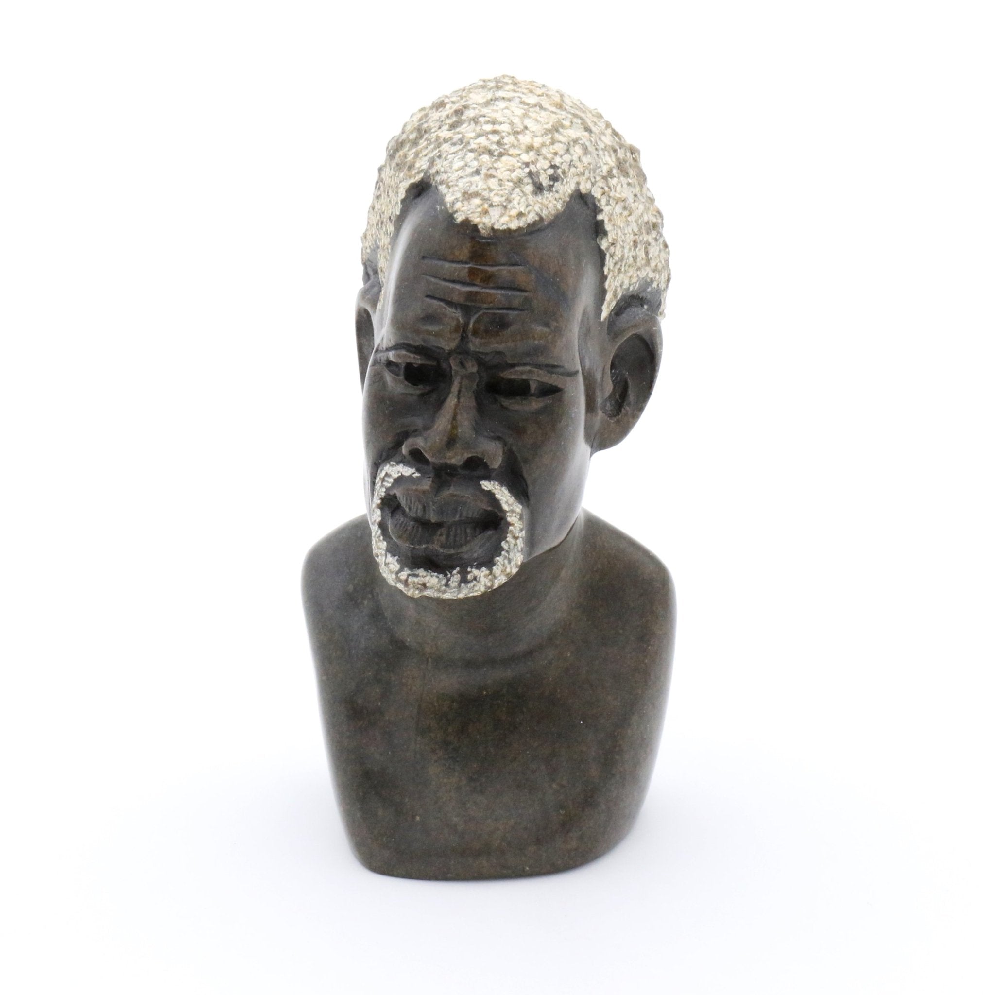 Obert Fidze - Portrait eines afrikanischen Mannes - Shona-Art Shop - Kunst Skulptur aus Stein, dekorativ für den Aussenbereich und Interior
