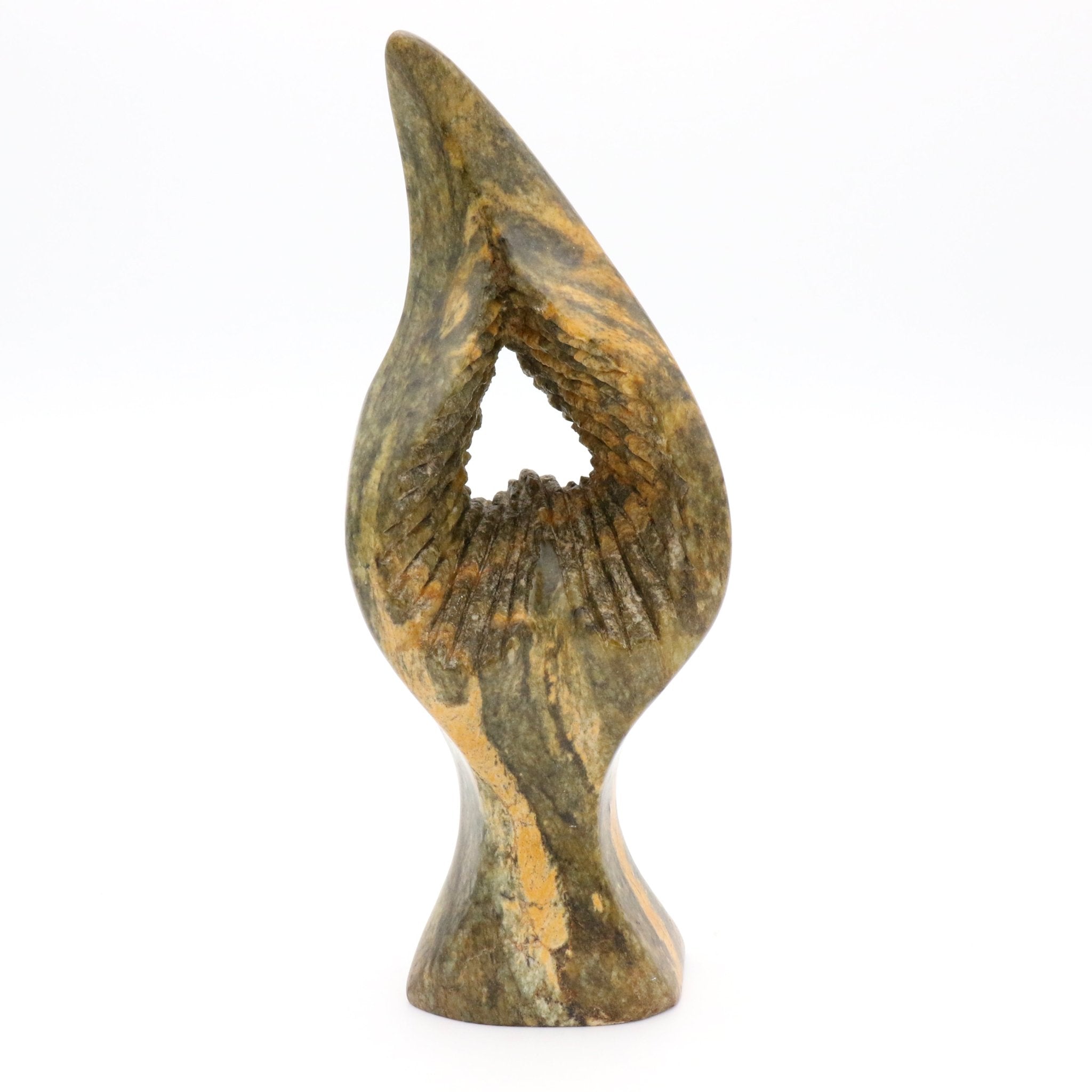 Peter Makuvise - Heart in Leaf - Shona-Art Shop - Kunst Skulptur aus Stein, dekorativ für den Aussenbereich und Interior
